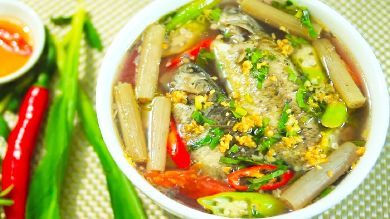 Khu bảo tồn đất ngập nước Láng Sen - Trở về mùa nước nổi 2025 27 Canh chua rau súng cá rô đồng