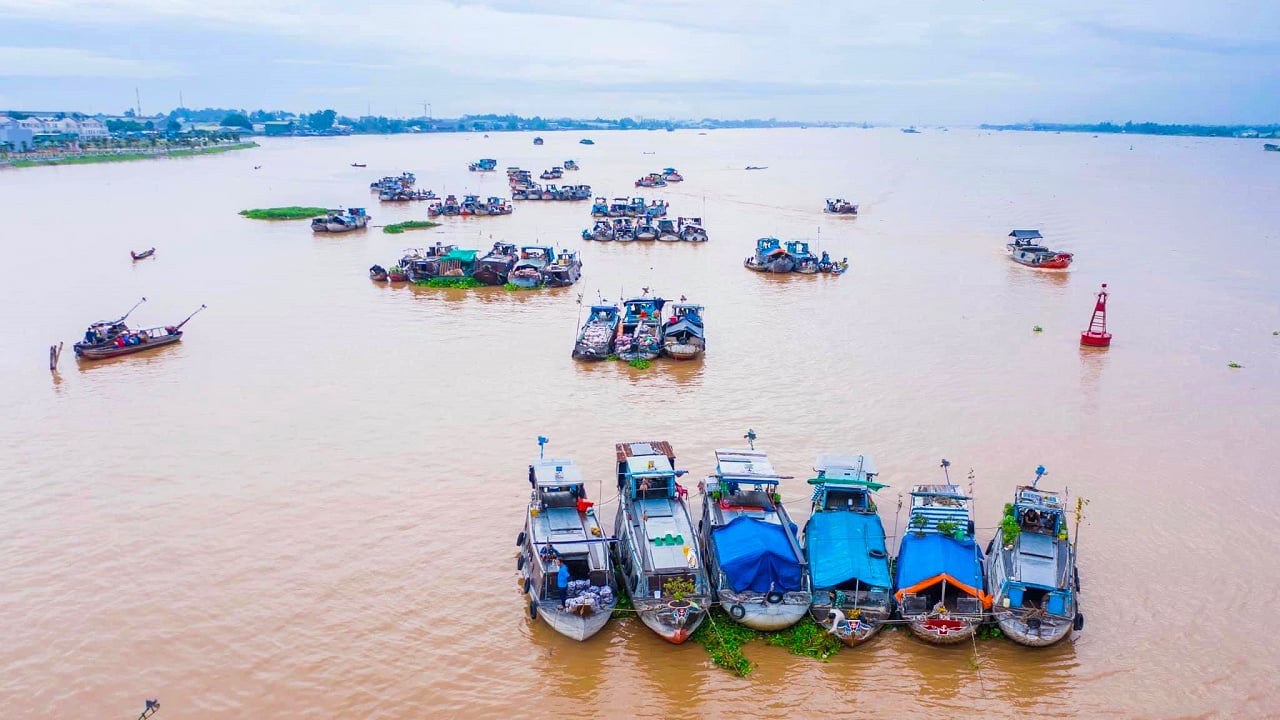 Thuê Tàu Đi Chợ Nổi Long Xuyên: Sắc Màu Chợ Truyền Thống Toàn cảnh chợ nổi Long Xuyên